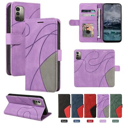 For Nokia G21/G11 Double-color Stitching Scratch Resistant Wallet Leather Case 