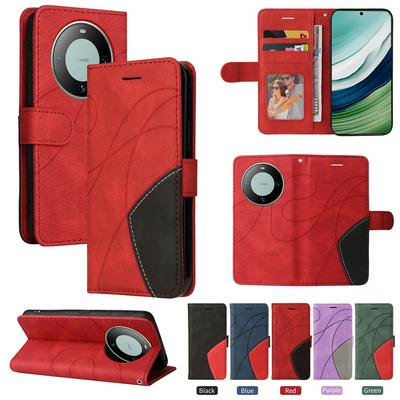 For Huawei Mate 60 Double-color Stitching Scratch Resistant Wallet Leather Case 
