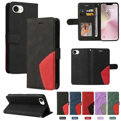 For iPhone SE 4 Double-color Stitching Scratch Resistant Wallet Leather Case 
