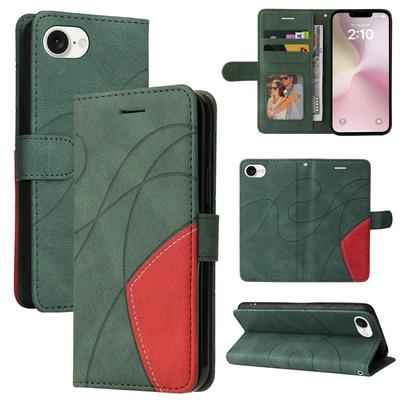 For iPhone 16E Double-color Stitching Scratch Resistant Wallet Leather Case 