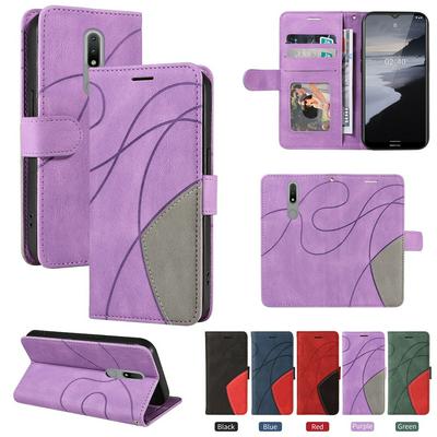 For Nokia 2.4 Double-color Stitching Scratch Resistant Wallet Leather Case 
