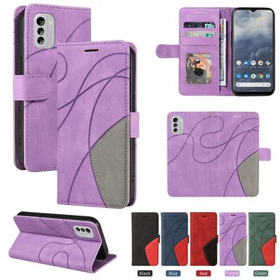 For Nokia G60 Double-color Stitching Scratch Resistant Wallet Leather Case 