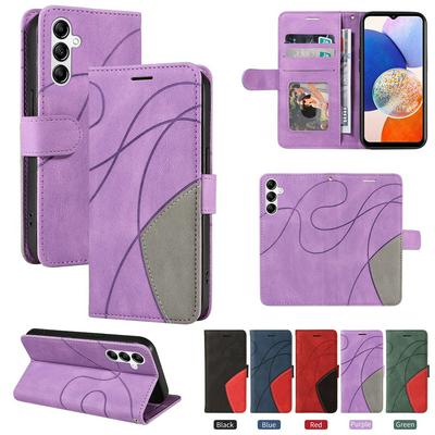 For Samsung Galaxy A14 5G Double-color Stitching Scratch Resistant Wallet Leather Case 