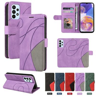 For Samsung Galaxy A23 4G Double-color Stitching Scratch Resistant Wallet Leather Case 
