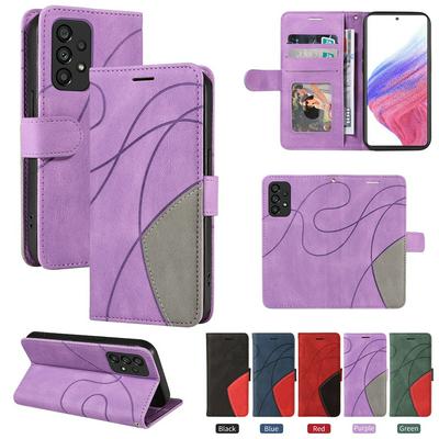For Samsung Galaxy A53 5G Double-color Stitching Scratch Resistant Wallet Leather Case 