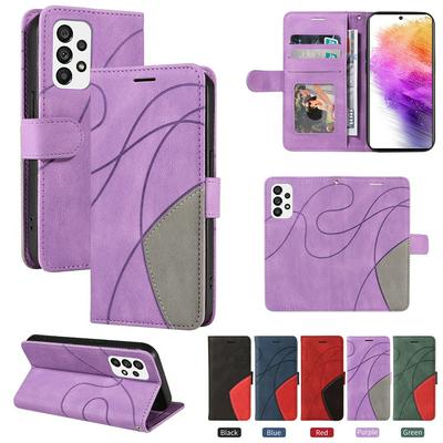 For Samsung Galaxy A73 5G Double-color Stitching Scratch Resistant Wallet Leather Case 