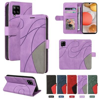 For Samsung Galaxy A42 5G Double-color Stitching Scratch Resistant Wallet Leather Case 