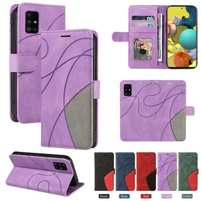 For Samsung Galaxy A51 5G Double-color Stitching Scratch Resistant Wallet Leather Case 