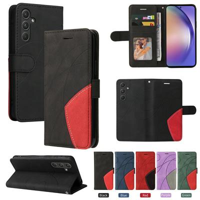 For Samsung Galaxy A55 5G Double-color Stitching Scratch Resistant Wallet Leather Case 