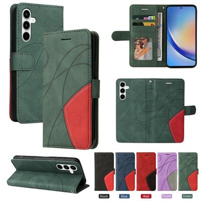 For Samsung Galaxy A35 5G Double-color Stitching Scratch Resistant Wallet Leather Case 