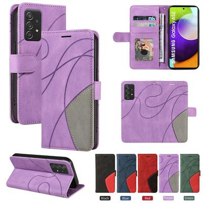 For Samsung Galaxy A52 5G Double-color Stitching Scratch Resistant Wallet Leather Case 
