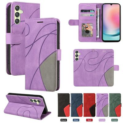 For Samsung Galaxy A24 4G/5G Double-color Stitching Scratch Resistant Wallet Leather Case 