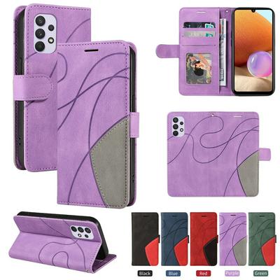For Samsung Galaxy A32 4G Double-color Stitching Scratch Resistant Wallet Leather Case 