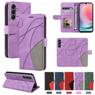 For Samsung Galaxy A25 5G Double-color Stitching Scratch Resistant Wallet Leather Case 