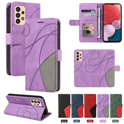 For Samsung Galaxy A33 5G Double-color Stitching Scratch Resistant Wallet Leather Case 