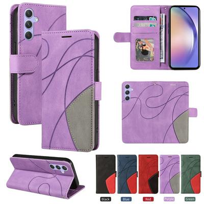 For Samsung Galaxy A54 Double-color Stitching Scratch Resistant Wallet Leather Case 