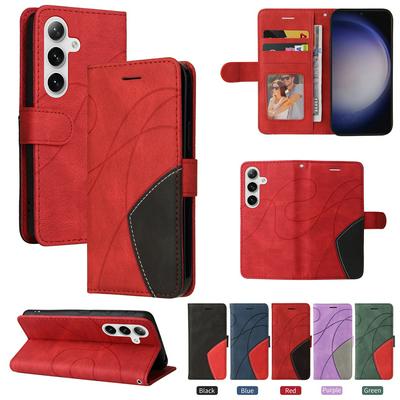 For Samsung Galaxy S24 Double-color Stitching Scratch Resistant Wallet Leather Case 