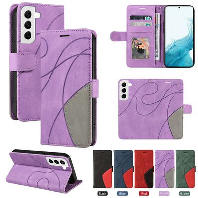 For Samsung Galaxy S22 Pro Double-color Stitching Scratch Resistant Wallet Leather Case 