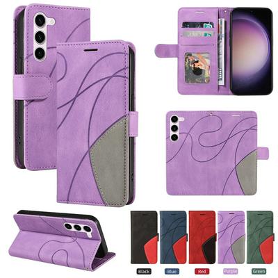 For Samsung Galaxy S23 Double-color Stitching Scratch Resistant Wallet Leather Case 