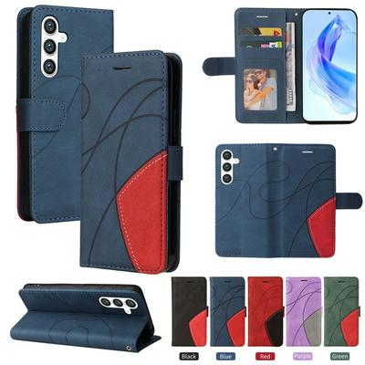 For Samsung Galaxy S23 FE Double-color Stitching Scratch Resistant Wallet Leather Case 