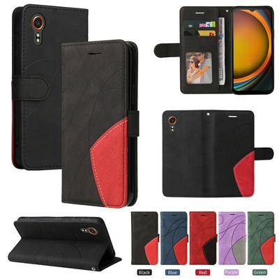 For Samsung Galaxy Xcover 7 5G Double-color Stitching Scratch Resistant Wallet Leather Case 
