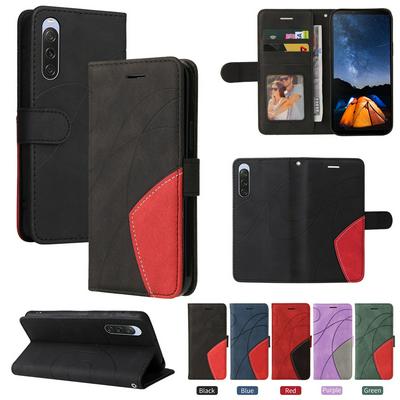 For Sony Xperia 10 V Double-color Stitching Scratch Resistant Wallet Leather Case 