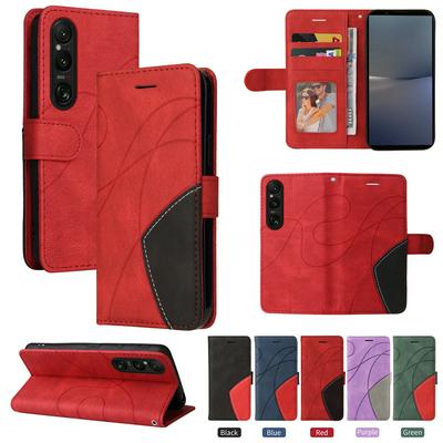 For Sony Xperia 1 VI 2024 Double-color Stitching Scratch Resistant Wallet Leather Case 