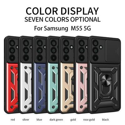 Sergeant Shockproof Drop-proof PC+TPU Phone Protective Case with Metal Ring Kickstand and Metal Patch for Samsung Galaxy M55