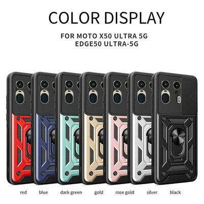 Sergeant Shockproof Drop-proof PC+TPU Phone Protective Case with Metal Ring Kickstand and Metal Patch for Motorola Edge 50 Ultra