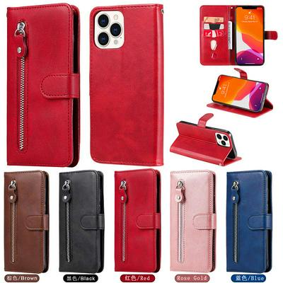 For iPhone 13 Pro Max Stylish Zipper Calf Pattern Shockproof PU Leather + Soft TPU Phone Case