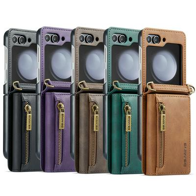 DG.MING M5 Series For Samsung Galaxy Z Flip 5 Case Detachable Magnetic Leather Phone Protector with Card Slots