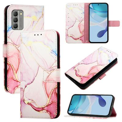 For Nokia G400 Marble Pattern Scratch Resistant Magnetic Buckle Flip Leather Case with Wrist Strap