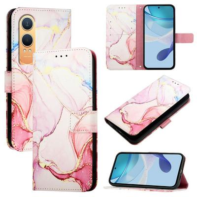 For Oneplus Nord CE 4 Lite 5G/Oppo K12X 5G Marble Pattern Scratch Resistant Magnetic Buckle Flip Leather Case with Wrist Strap