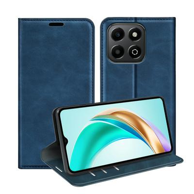 For Honor X6b Skin Feel Magnetic Attraction Flip Leather Wallet Case with Card Slot and Stand
