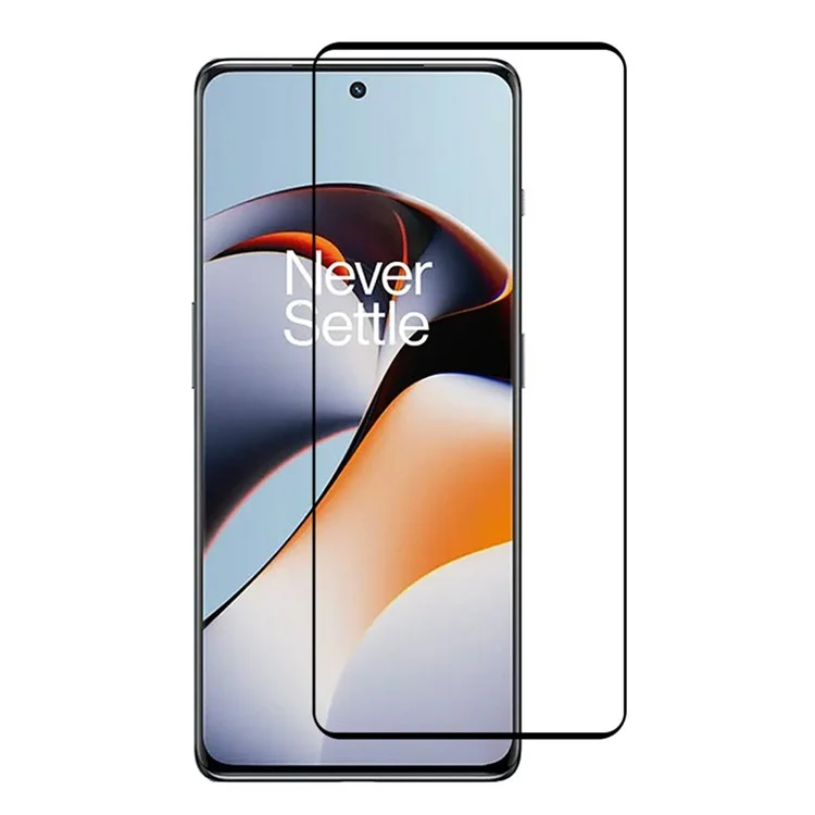 For OnePlus 12R 5G / Ace 3 5G Silk Printing Tempered Glass Black Edge Clear Screen Film Fingerprint Unlock