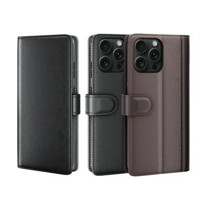 for iPhone 16 Pro Max Side Flip Wallet Style Genuine Leather + Soft TPU Card Slots with Stand and Magnetic Buckle Case 