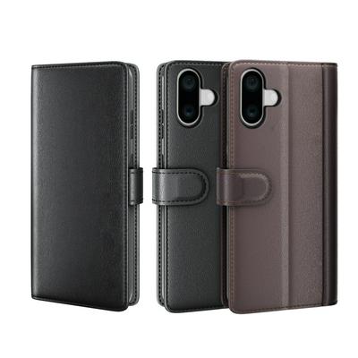for iPhone 16 Plus Side Flip Wallet Style Genuine Leather + Soft TPU Card Slots with Stand and Magnetic Buckle Case 