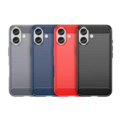 For iphone 16 Carbon Fiber Drawing Series Scratch Resistant Shock Absorption Soft TPU Back Cover Case