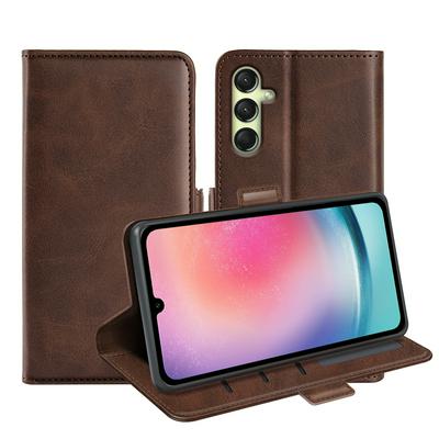 For Samsung Galaxy A16 Double Buckle Wallet Style Folio Flip Leather Case with Stand and Card Slots Function