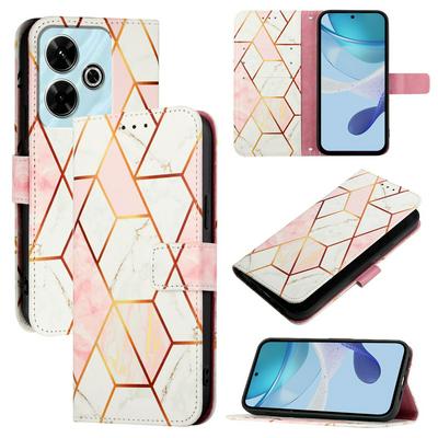 For Xiaomi Redmi 13 4G Marble Pattern Scratch Resistant Magnetic Buckle Flip Leather Case with Wrist Strap