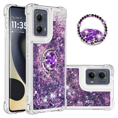 For Motorola Moto Edge 2024 5G Core Bling Diamond Ring Buckle Anti-fall Quicksand Soft TPU Back Cover Phone Case