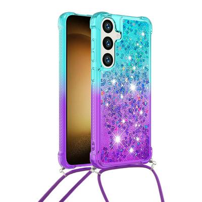 For Samusng Galaxy S24 FE Lanyard Anti-fall Gradient Quicksand Soft TPU Back Cover Phone Case
