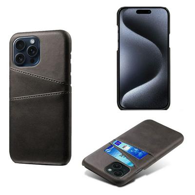 For iPhone 15 Pro Extra Thinness Premium Cowhide Leather Vintage Shockproof Hard PC Back Cover Case