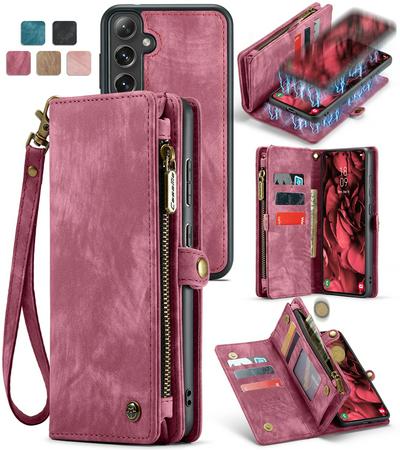 CASEME 008 Series Detachable 2-in-1 Wallet Split Leather Mobile Casing for Samsung Galaxy S24