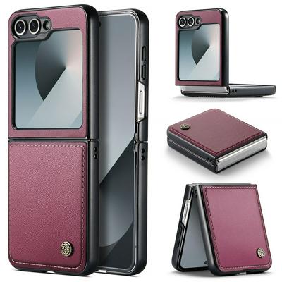 CASEME 023 Series For Samsung Galaxy Z Flip 6 RFID Blocking Leather Case Wallet Stand Phone Cover