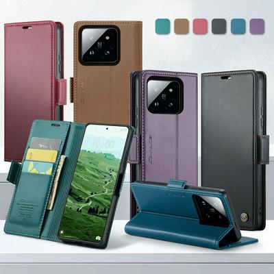 CASEME 023 Series For Xiaomi 14 Pro RFID Blocking Leather Case Wallet Stand Phone Cover