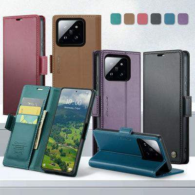 CASEME 023 Series For Xiaomi 14 RFID Blocking Leather Case Wallet Stand Phone Cover