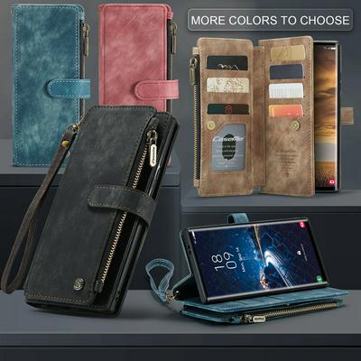 CASEME C30 Series for Samsung Galaxy S24 Ultra PU Leather Phone Case Card Slots Zipper Pocket Stand Cover