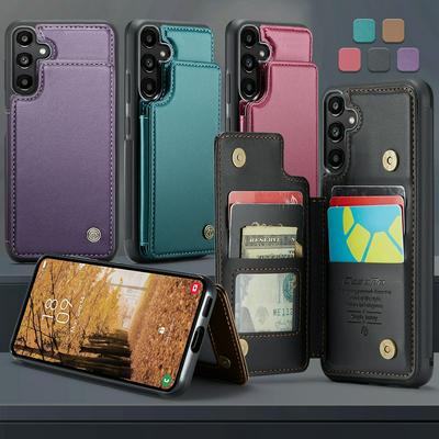 CASEME C22 Series for Samsung Galaxy A55 Case Glossy Phone Cover with Kickstand Card Holder