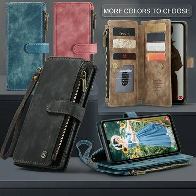 CASEME C30 Series for Samsung Galaxy A15 PU Leather Phone Case Card Slots Zipper Pocket Stand Cover